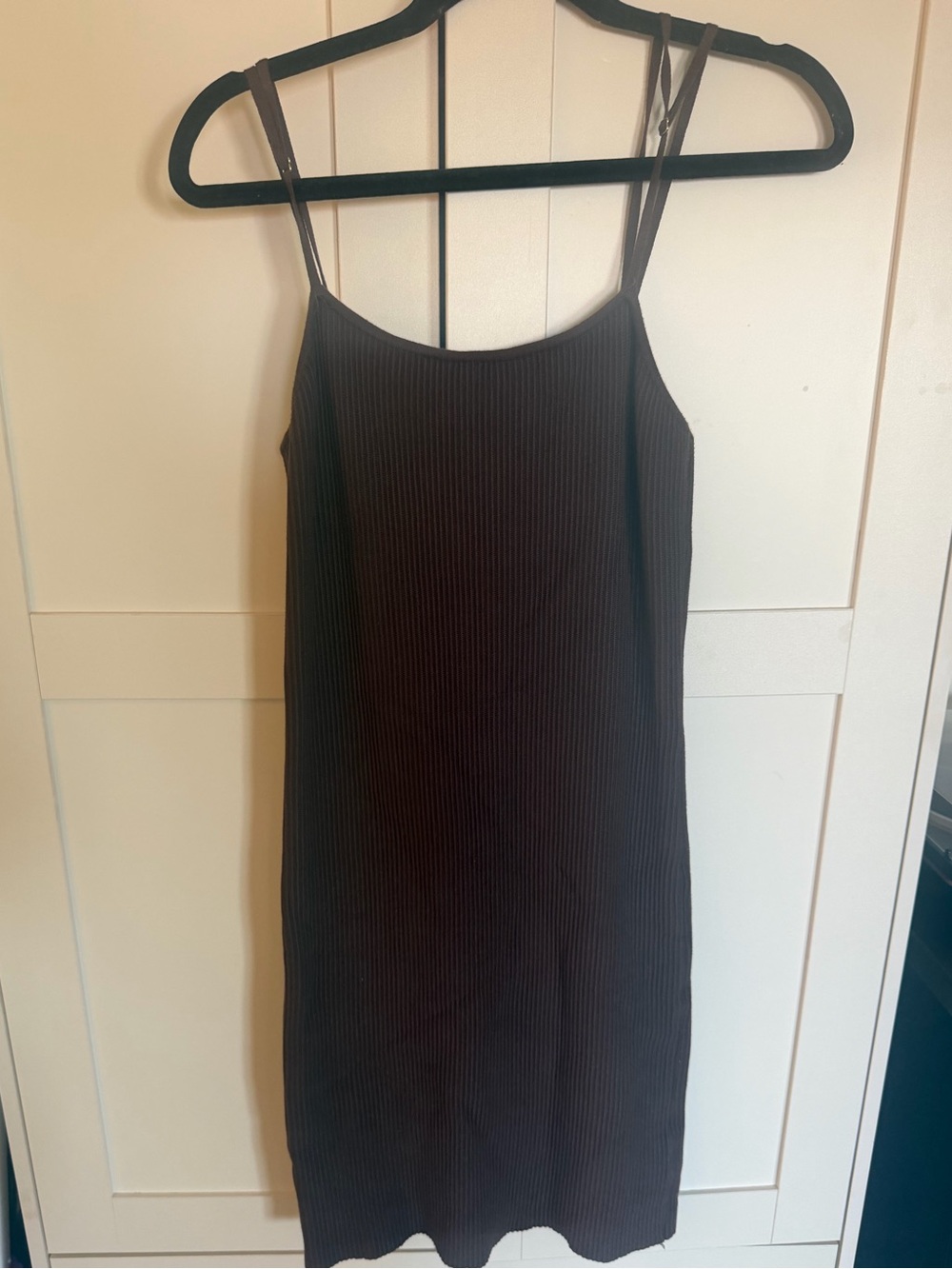 House of Harlow 1960 Black Ribbed Midi Slip Dress